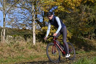 rider out of the saddle riding the Cervelo Caledonia-5 up a country lane