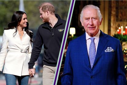 Prince Harry and Meghan Markle alongside King Charles