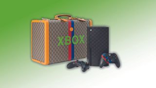 The Gucci/Xbox collaboration on a gradient background. 