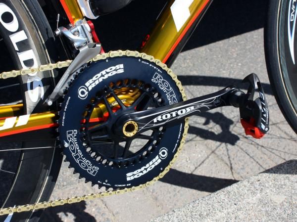 Footon-Servetto team bikes are fitted with Rotor Agilis cranks and elliptical Q-Rings.