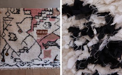 white, black and pink rugs