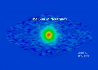Neutrinos in the sun mapped by the Super-Kamiokande experiment.