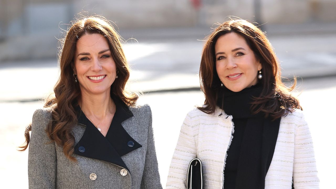 Catherine, Princess of Wales and Mary, Crown Princess of Denmark attend Christian IX&#039;s Palace on February 23, 2022 in Copenhagen, Denmark. The Duchess of Cambridge visits Copenhagen between 22nd and 23rd February on a working visit with The Royal Foundation Centre for Early Childhood.