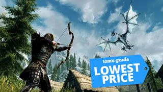 A screenshot from The Elder Scrolls V: Skyrim with a Tom's Guide deal tag
