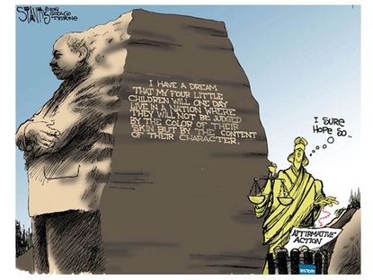 Editorial cartoon MLK affirmative action