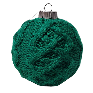 Hand Knit Cable Christmas Ornament Red or Green