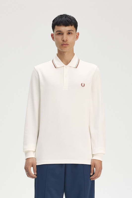 Long sleeve cream Fred Perry polo 