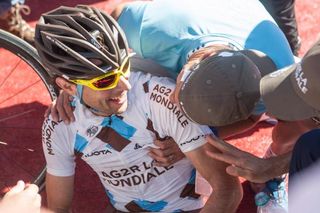 Sylvain Georges (AG2R La Mondiale) collapsed into the arms of his team staffers