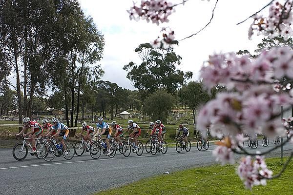 The leading bunch passes the dead centre of Rushworth.