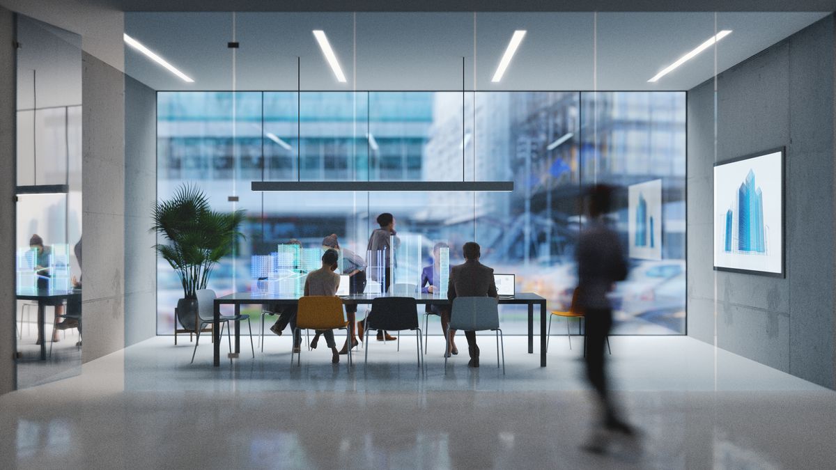 Photo of office team, data center, network