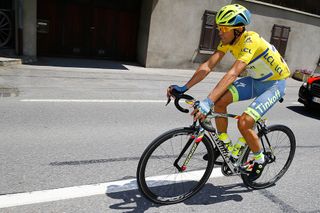 Alberto Contador stays safe during stage 1 at Criterium du Dauphine.