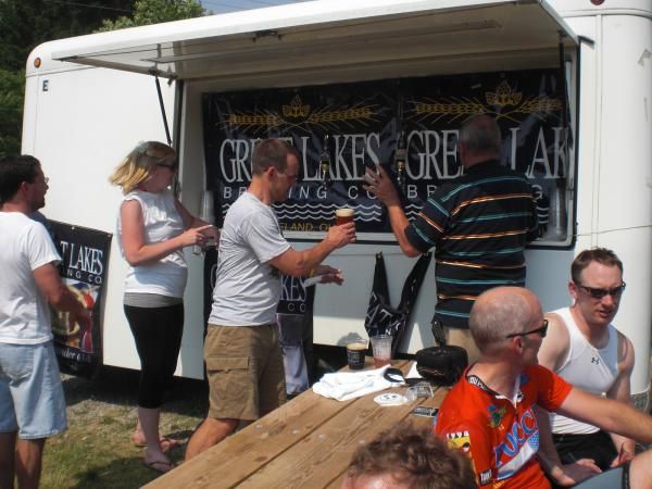 Post race dydrating with local fav, Great Lakes Brewery