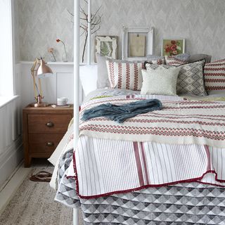 bedroom with side table and photo frame