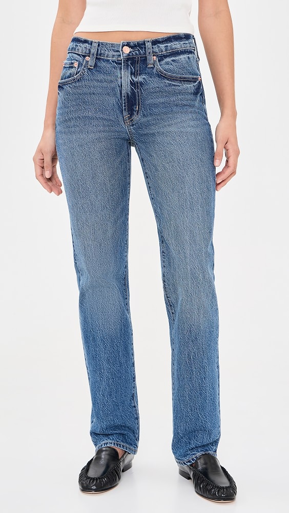 Aleks Mid Rise Straight Long Jeans - Sea Salt
