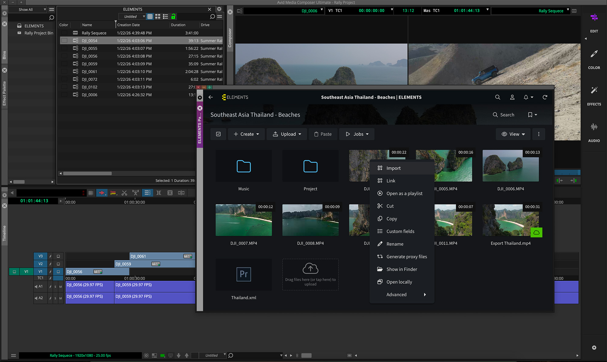 ELEMENTS Avid Media Composer Panel