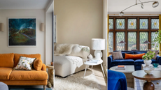 Three examples of sofas and couches in living rooms