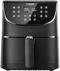 COSORI Freidora sin Aceite 5.5 L, freidora aire caliente con 100 recetas en espa&ntilde;ol, 11 programas, pantalla LED t&aacute;ctil, cesta antiadherente, temporizador, 1700W, NegroAhorra 30,00&euro;