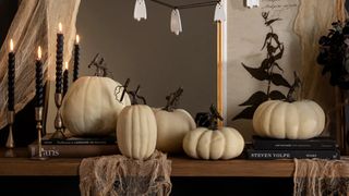 halloween ceramic pumpkins in ivory
