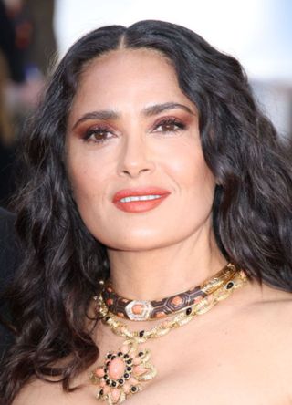 Salma Hayek attends the "Emilia Perez" Red Carpet at the 77th annual Cannes Film Festival at Palais des Festivals on May 18, 2024 in Cannes, France.