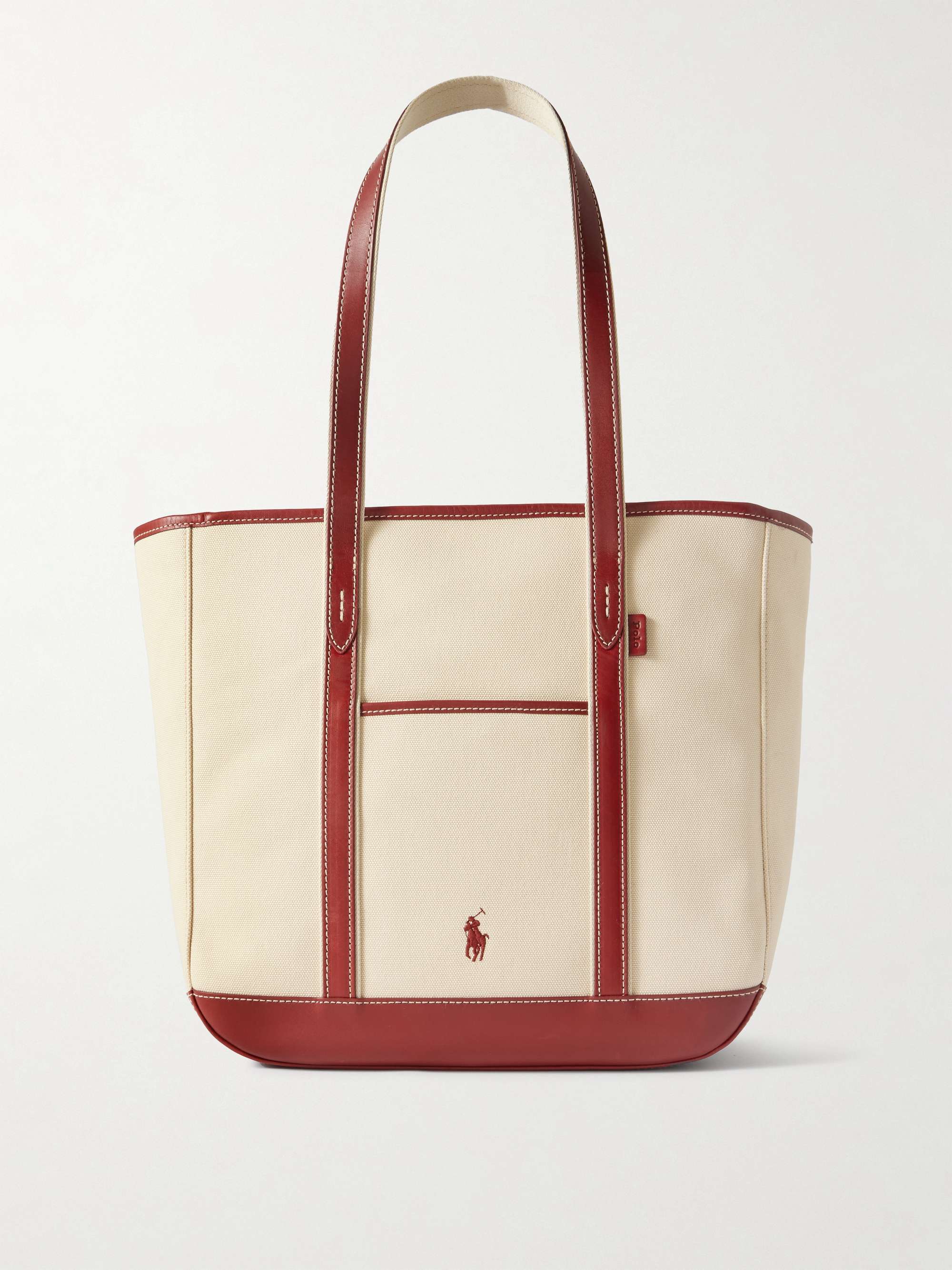 Medium Leather-Trimmed Cotton-Blend Canvas Tote