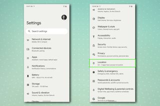 The Android settings page on a Google Pixel