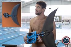 During a race with a great white shark, for the Discovery Channel's "Shark Week," Michael Phelps will sport a shark tail &mdash; a high-tech monofin.