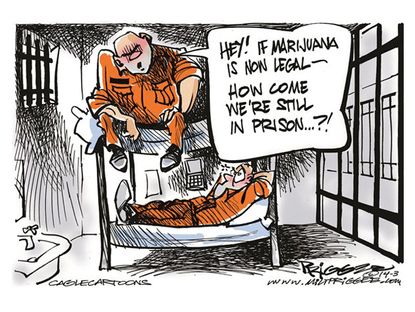 Editorial cartoon marijuana legalization prison