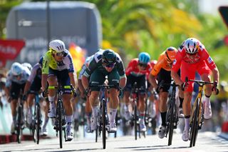 CASTELO BRANCO PORTUGAL AUGUST 19 EDITORS NOTE Alternate crop LR Kaden Groves of Australia and Team Alpecin Deceuninck Green Points Jersey and Wout van Aert of Belgium and Team Visma Lease a Bike Red Leader Jersey sprint at finish line to win the stage during the La Vuelta 79th Tour of Spain 2024 Stage 3 a 1915km stage from Lousa to Castelo Branco UCIWT on August 19 2024 in Castelo Branco Portugal Photo by Tim de WaeleGetty Images