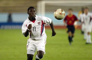 Freddy Adu in action for the United States against Spain in the Under-17 World Championships in August 2003.