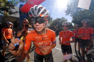 Summer Moak signs in for stage 2 at the Tour Down Under