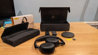 Jabra Evolve2 65 Flex unboxing and contents during our review