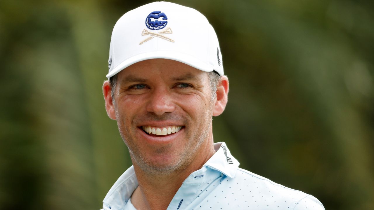 Paul Casey smiles during a LIV Golf round