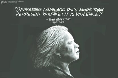 Editorial Cartoon U.S. RIP Toni Morrison Oppressive Language Is Violence