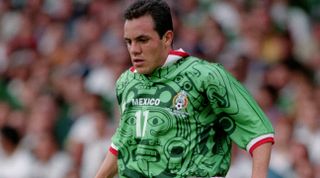 13 June 1998, Lyon - FIFA World Cup - Korea Republic v Mexico - Cuauhtemoc Blanco of Mexico. (Photo by Mark Leech/Offside via Getty Images)