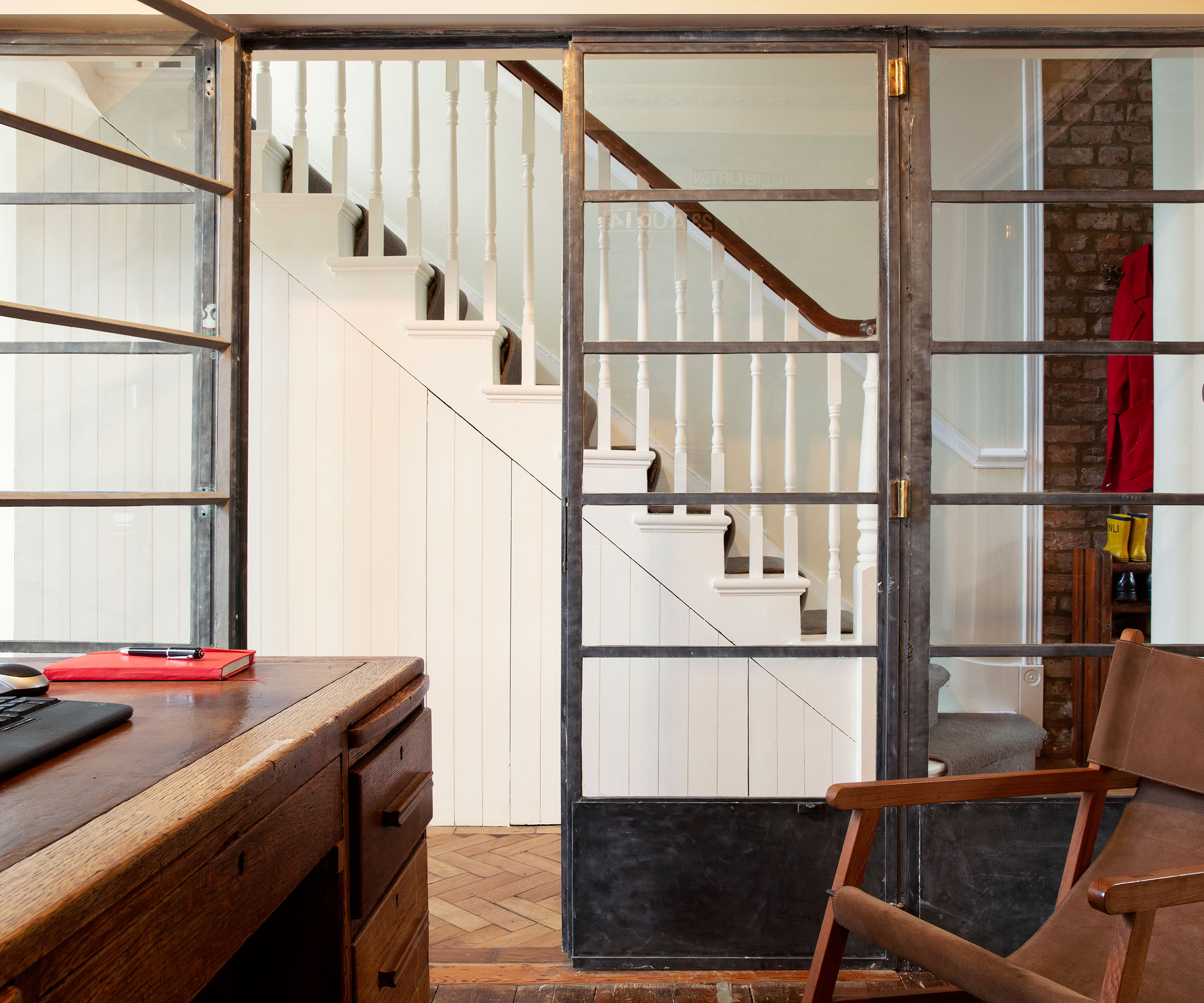 home office cellar conversion with Crittall doors