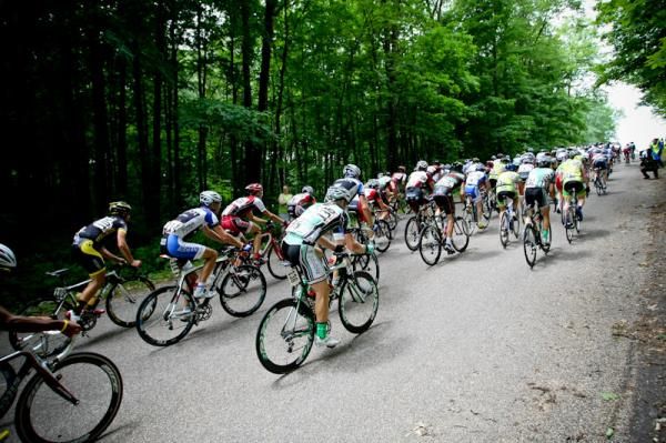 Riders get spread out on the KOM.