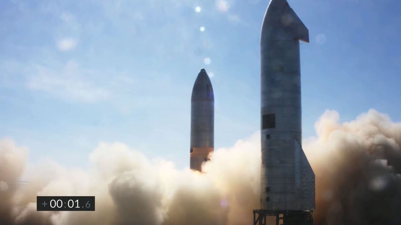 A screenshot from SpaceX's webcast of the Starship SN9 test flight on Feb. 2, 2021.