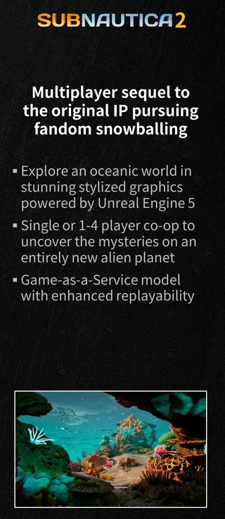 Subnautica 2 "games as a service" slide from Krafton financial report