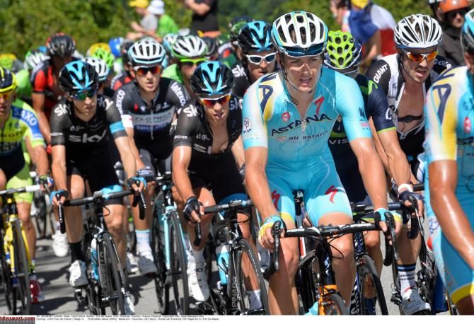 Jakob Fuglsang (Astana) sitting in the bunch