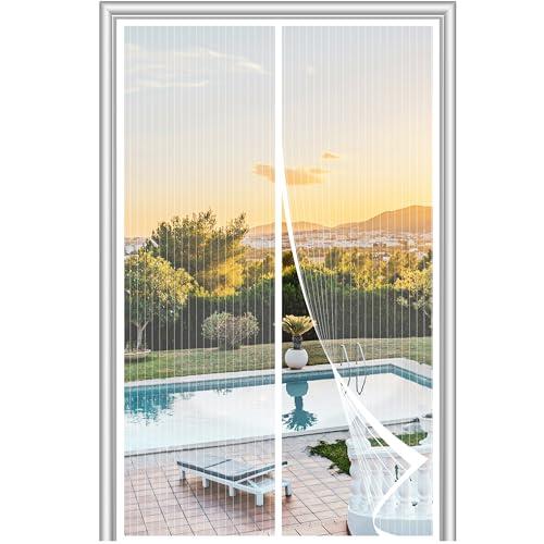 Metaonly Magnetic Screen Door Fits Door Size 34" X 82", Screen Door Mesh,door Screen Magnetic Closure for Patio Door Enjoy Air Fresh-White, Actual Screen Size 36" X 83"