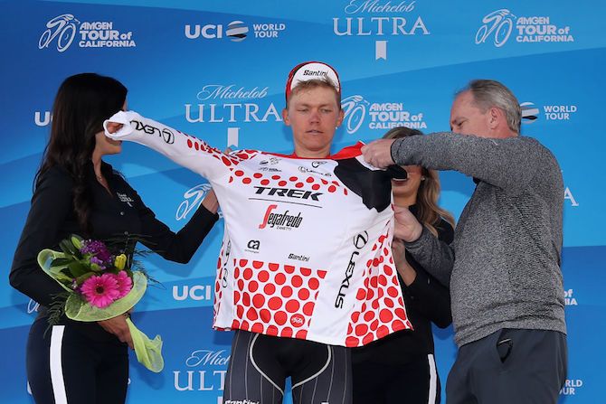 Trek Segafredo's Toms Skujins took enough points on stage 6 to win the 2018 Tour of California 'king of the mountains' jersey