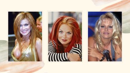 Hair trends from the '90s collage showing Carmen Electra, Geri Halliwell and Pamela Anderson