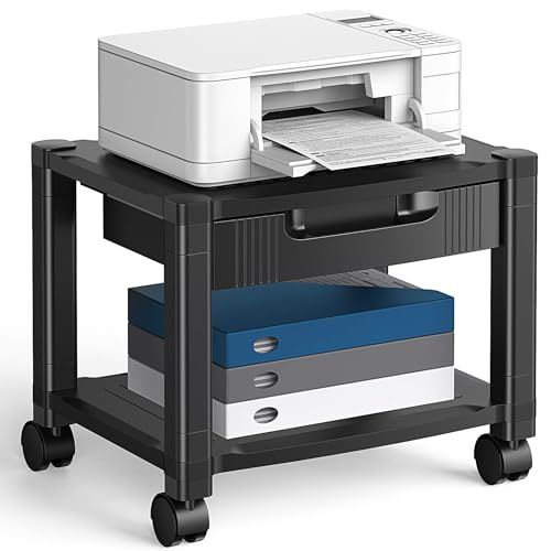 Printer Stand With Cable Management & Storage Drawer