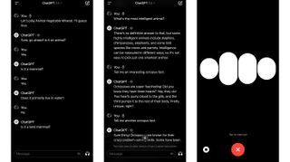 Screenshots of the ChatGPT app