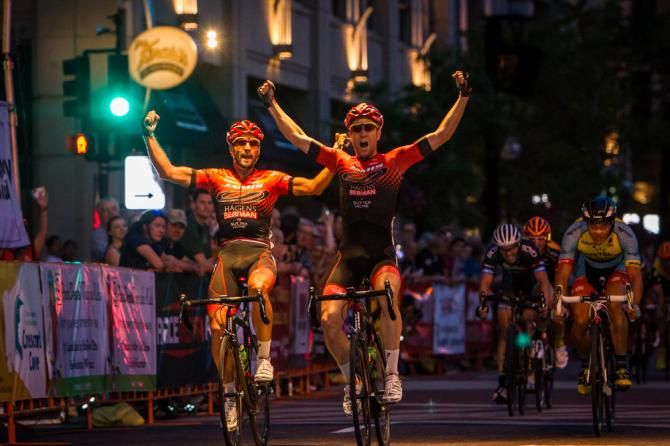 Ian Crane (Jamis) and teammate JJ Haedo take one and two tonight in Saint Paul.
