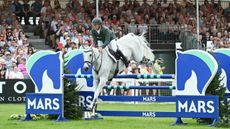 Austin O&rsquo;Connor and Colorado Blue in the showjumping at Badminton Horse Trials 2025.
