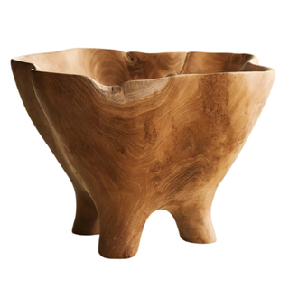 Fluted Mouth Footed Teak Bowl from Anthropologie