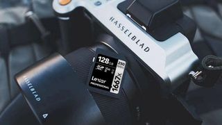 A Lexar SD card on a Hasselblad camera