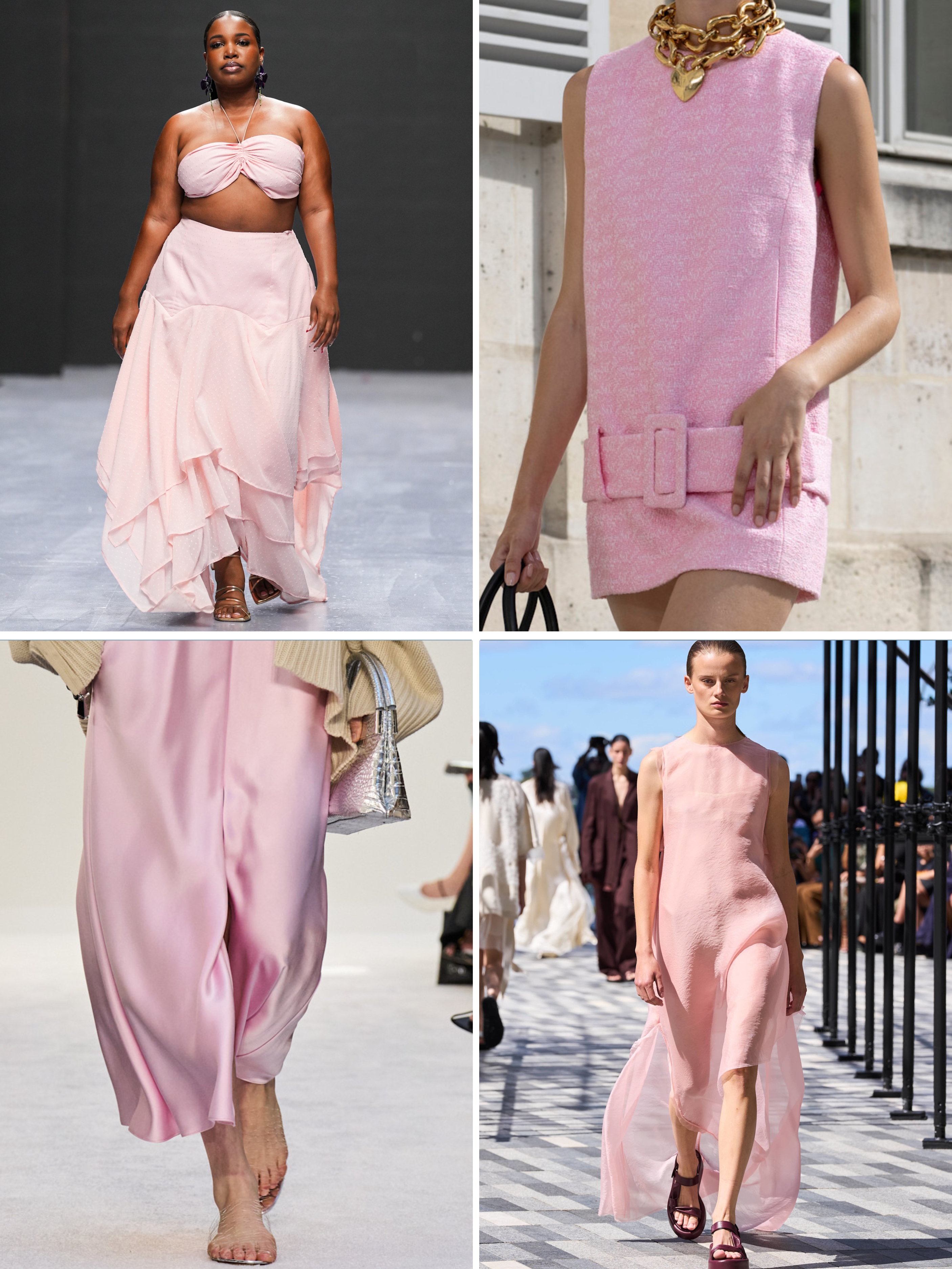 Summer 2025 Fashion Colour Trends: A selection of models wear bubblegum pink on the spring/summer 2025 runway