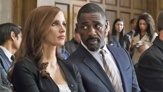 (L-R) Jessica Chastain as Molly Bloom and Idris Elba as Charlie Jaffey in "Molly's Game"